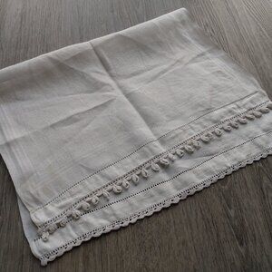Vintage Crochet Trimmed Tea Towel Kitchen Dining Napkin